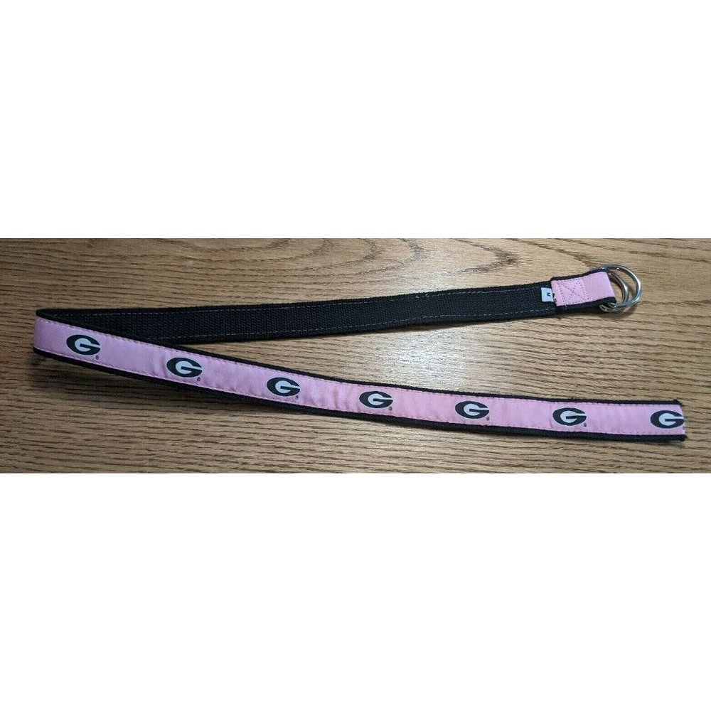 UGA University of Georgia Bulldogs Moon Shine Belt Sz M Pink Black White D Ring